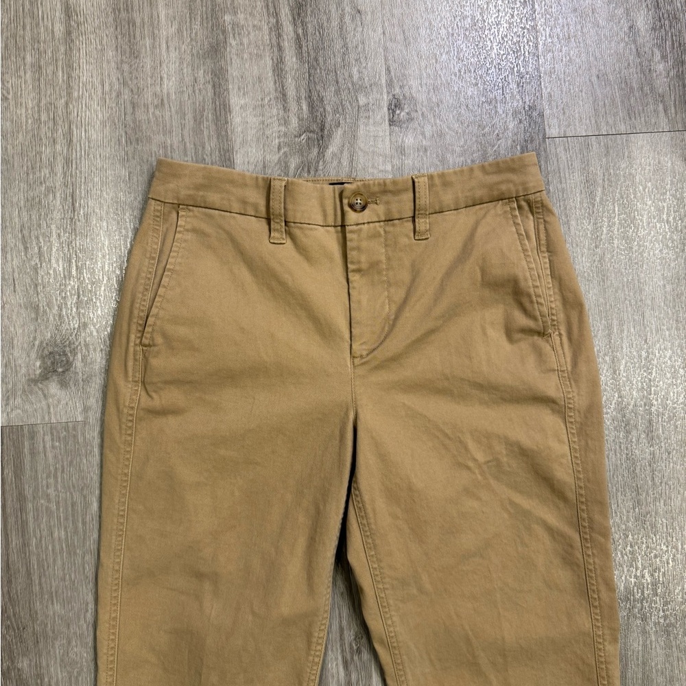 J. Crew High Rise Girlfriend Chino Pants Women Size 2 Tan Straight Leg Office - Picture 2 of 13